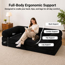 Claiks 75" Convertible Sofa Bed, Corduroy Futon Couch Pull Out Bed, No Assembly Boneless Couches for Living Room Bedroom Apartment, Black