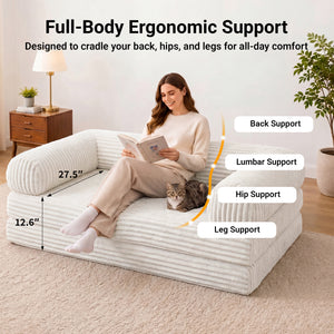 Claiks 3-in-1 Folding Double Sofa Bed 150cm Corduroy Foam | 25D high-density foam, removable washable cover, wide armrests, no assembly, ideal for small spaces and guests