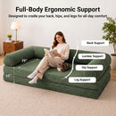Claiks 75" Convertible Sofa Bed, Corduroy Futon Couch Pull Out Bed, No Assembly Boneless Couches for Living Room Bedroom Apartment, Black