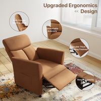 Claiks Power Recliner Chair for Adults, Adjustable Reclining Chair, Comfortable Recliner Couch with Side Pockets&Wire Remote Control, for Living Room, Home Theater, Bedroom, Linen Fabric