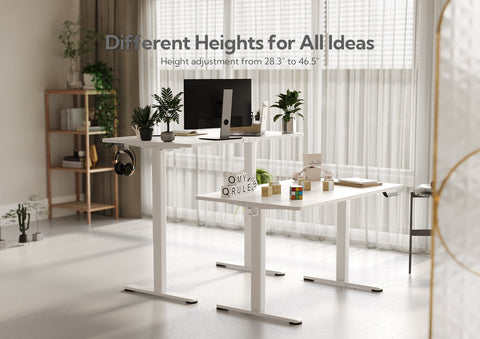 Electric Standing Desk, White Frame/White Top