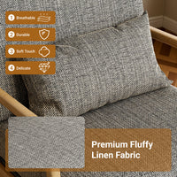 Claiks Mid-Century Modern Accent Chair, Living Room Armchair with Solid Wood Frame & Lumbar Pillow, Comfy Upholstered Lounge Chair for Bedroom, Office, Corduroy, Beige