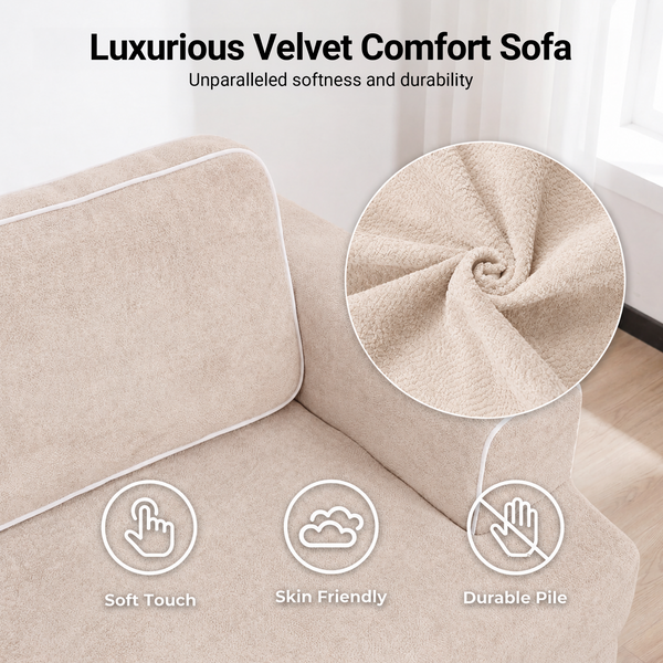 Claiks Folding Sofa Bed 180cm, 2 Seater Modular L-Shaped Chenille Sofa | 3-in-1 Convertible Design, Movable Ottoman, L-Shaped Modular Layout, Deep Seat, Small Space Solution