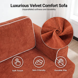Claiks Folding Sofa Bed 180cm, 2 Seater Modular L-Shaped Chenille Sofa | 3-in-1 Convertible Design, Movable Ottoman, L-Shaped Modular Layout, Deep Seat, Small Space Solution