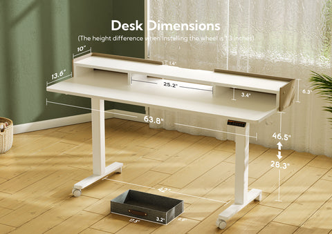 Electric Adjustable Standing Desk with Drawers Storage Shelf and Splice Board-Q9-BM