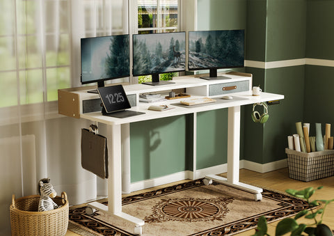 Electric Adjustable Standing Desk with Drawers Storage Shelf and Splice Board-Q9-BM