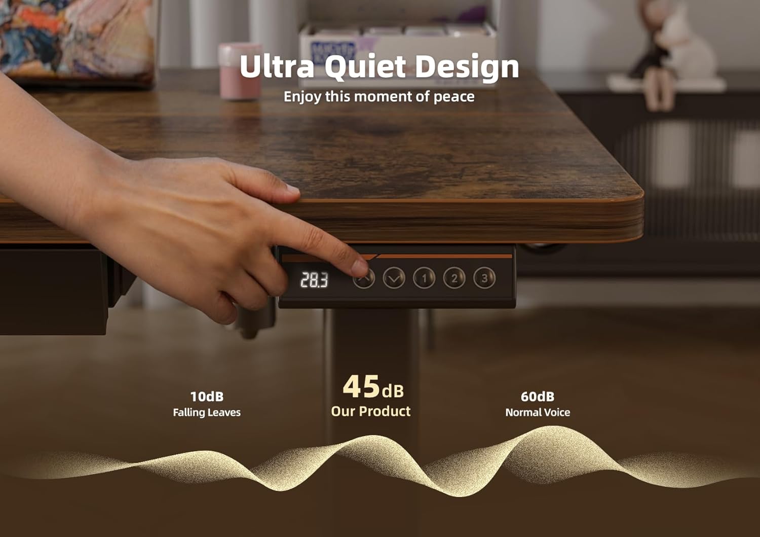 Electric Adjustable Height 48 x 24 Inch Stand Up Desks, Sit Stand Computer Desk for Home Office, Rustic Brown