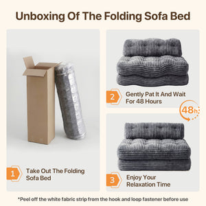 Claiks Chair Bed Single Sofa Bed with Pillow, Corduroy,  Soft corduroy fabric, ideal for guest rooms and small spaces, supportive shredded foam, folds into a comfy chair or bed