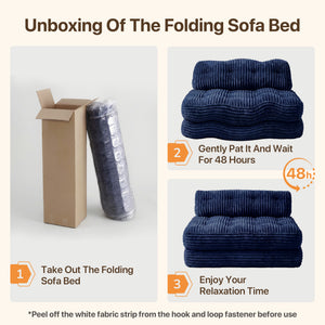 Claiks Chair Bed Single Sofa Bed with Pillow, Corduroy,  Soft corduroy fabric, ideal for guest rooms and small spaces, supportive shredded foam, folds into a comfy chair or bed