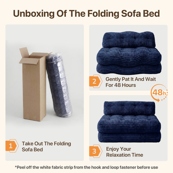 Claiks Chair Bed Single Sofa Bed with Pillow, Corduroy,  Soft corduroy fabric, ideal for guest rooms and small spaces, supportive shredded foam, folds into a comfy chair or bed