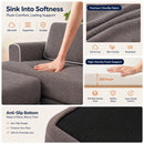 Claiks Futon Sofa Bed, Boneless L-Shaped Floor Couch with Ottoman, Darkgrey | Sleeper Sofa Bed with Movable Ottoman and 2 Pillows, Sectional Love Seat Couches for Living Room, No Assembly