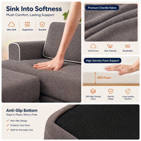 Claiks Futon Sofa Bed, Boneless L-Shaped Floor Couch with Ottoman, Darkgrey | Sleeper Sofa Bed with Movable Ottoman and 2 Pillows, Sectional Love Seat Couches for Living Room, No Assembly