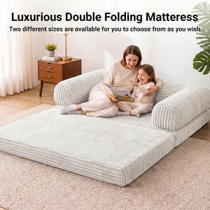 Claiks 3-in-1 Folding Double Sofa Bed 150cm Corduroy Foam | 25D high-density foam, removable washable cover, wide armrests, no assembly, ideal for small spaces and guests