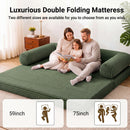 Claiks 75" Convertible Sofa Bed, Corduroy Futon Couch Pull Out Bed, No Assembly Boneless Couches for Living Room Bedroom Apartment, Black