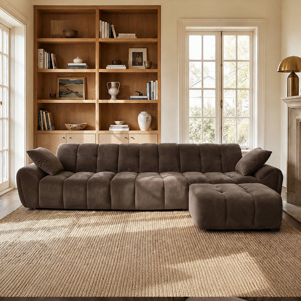 Claikis Elara 4‑Seat Cut-Pile Sectional Sofa