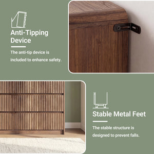 Claiks Avelia Fluted Wood Dresser with Curved Anti-Collision Design