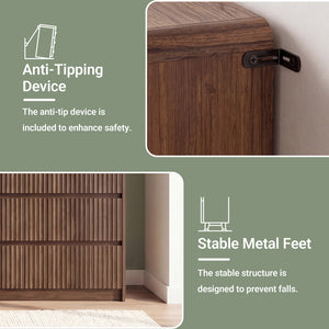 Claiks Avelia Fluted Wood Dresser with Curved Anti-Collision Design