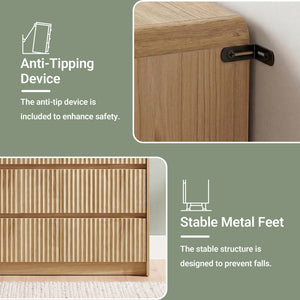 Claiks Avelia Fluted Wood Dresser with Curved Anti-Collision Design