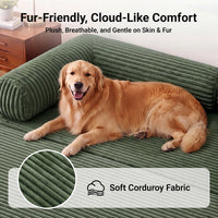 Claiks 75" Convertible Sofa Bed, Corduroy Futon Couch Pull Out Bed, No Assembly Boneless Couches for Living Room Bedroom Apartment, Black