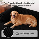 Claiks 75" Convertible Sofa Bed, Corduroy Futon Couch Pull Out Bed, No Assembly Boneless Couches for Living Room Bedroom Apartment, Black