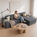 Claiks Boneless Cloud Couch Sectional Sofa, L Shaped Couch, Dark Grey | 123" oversized , wide arm, 3 Seater with Ottoman Modular Sofa, deep seat, Couches for living room, home sofa