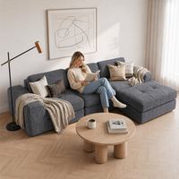 Claiks Boneless Cloud Couch Sectional Sofa, L Shaped Couch, Dark Grey | 123" oversized , wide arm, 3 Seater with Ottoman Modular Sofa, deep seat, Couches for living room, home sofa