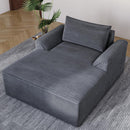 Claiks 68" Oversized Chaise Lounge Chair Indoor, Corduroy Upholstered Boneless Sofa Bed, Deep Seat Sleeper Couch with Pillows and Armrest, Cloud Sofas Reading Chair for Living Room, Beige