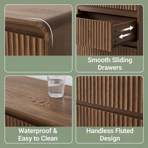 Claiks Avelia Fluted Wood Dresser with Curved Anti-Collision Design