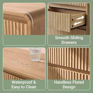 Claiks Avelia Fluted Wood Dresser with Curved Anti-Collision Design