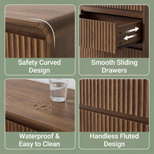 Claiks Avelia Fluted Wood Dresser with Curved Anti-Collision Design