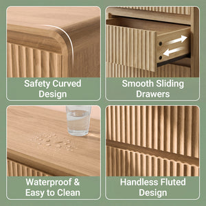 Claiks Avelia Fluted Wood Dresser with Curved Anti-Collision Design