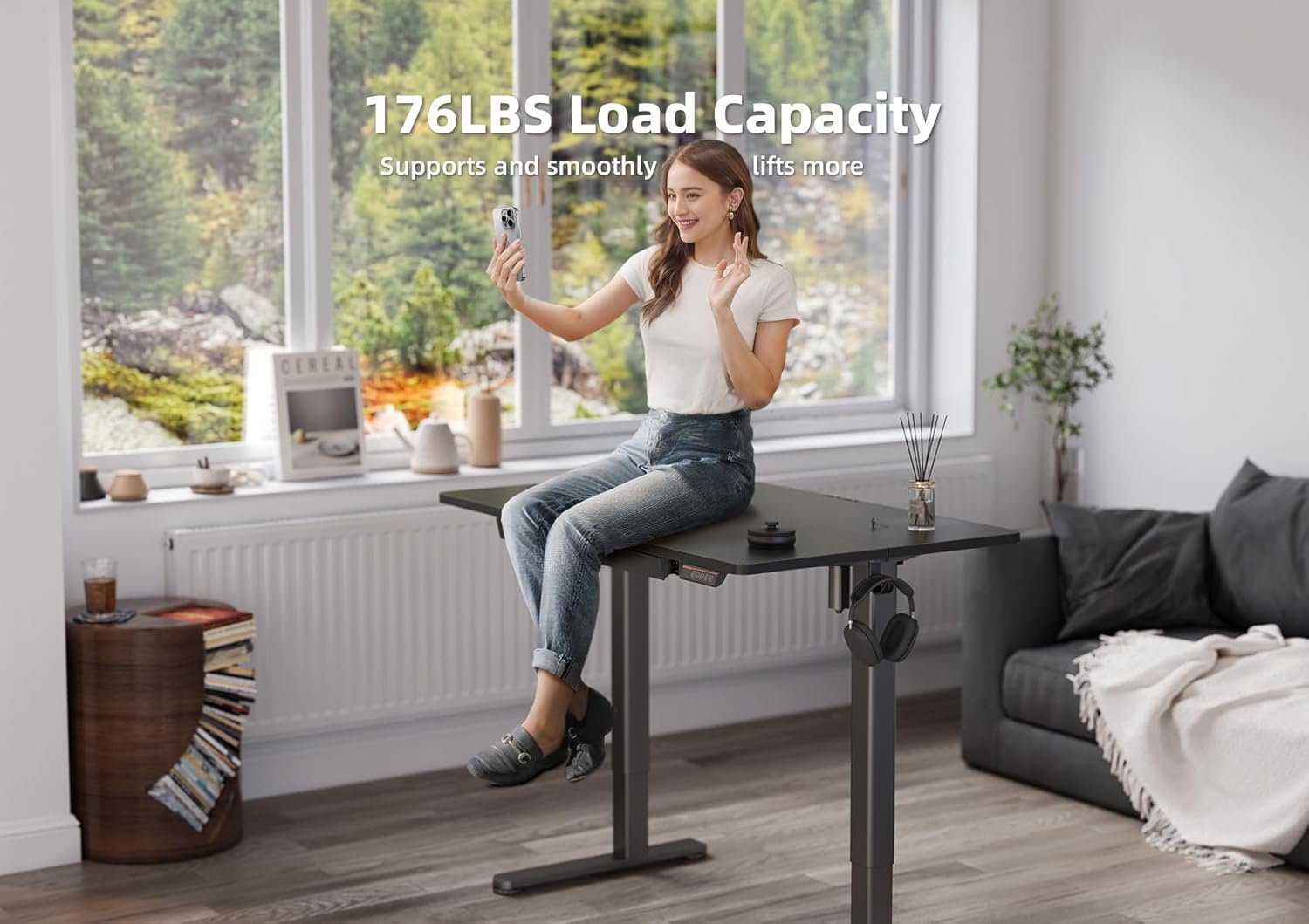 55 x 24 Inch Adjustable Height Stand Up Desk, Sit Stand Computer