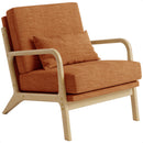 Claiks Mid-Century Modern Accent Chair, Living Room Armchair with Solid Wood Frame & Lumbar Pillow, Comfy Upholstered Lounge Chair for Bedroom, Office, Corduroy, Beige