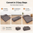 Claiks Futon Sofa Bed, Boneless L-Shaped Floor Couch with Ottoman, Darkgrey | Sleeper Sofa Bed with Movable Ottoman and 2 Pillows, Sectional Love Seat Couches for Living Room, No Assembly