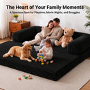 Claiks 75" Convertible Sofa Bed, Corduroy Futon Couch Pull Out Bed, No Assembly Boneless Couches for Living Room Bedroom Apartment, Black