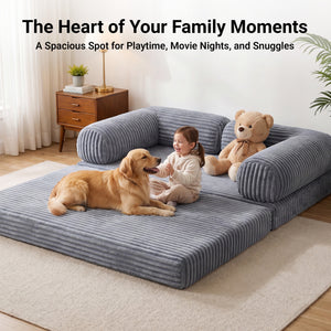 Claiks 3-in-1 Folding Double Sofa Bed 150cm Corduroy Foam | 25D high-density foam, removable washable cover, wide armrests, no assembly, ideal for small spaces and guests