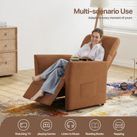 Claiks Power Recliner Chair for Adults, Adjustable Reclining Chair, Comfortable Recliner Couch with Side Pockets&Wire Remote Control, for Living Room, Home Theater, Bedroom, Linen Fabric