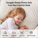 Claiks 63" Chaise Lounge Chair, Cloud Boneless Sofa, Beige | Oversized corduroy deep seat sleeper chair. reading chair. No assembly. Ideal for living room, bedroom, or apartment