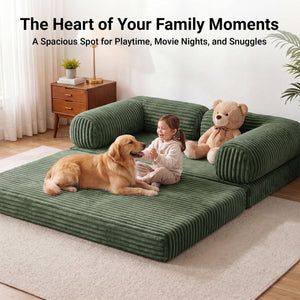 Claiks 3-in-1 Folding Double Sofa Bed 150cm Corduroy Foam | 25D high-density foam, removable washable cover, wide armrests, no assembly, ideal for small spaces and guests