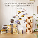 60° Spinning Bookcase Tower, Space-Saving Vertical Book Storage Organizer with Sturdy Construction for Home & Office, Nature
