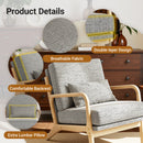 Claiks Mid-Century Modern Accent Chair, Living Room Armchair with Solid Wood Frame & Lumbar Pillow, Comfy Upholstered Lounge Chair for Bedroom, Office, Corduroy, Beige