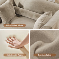 Claiks 68" Oversized Chaise Lounge Chair Indoor, Corduroy Upholstered Boneless Sofa Bed, Deep Seat Sleeper Couch with Pillows and Armrest, Cloud Sofas Reading Chair for Living Room, Beige