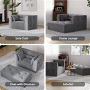 Claiks 68" Oversized Chaise Lounge Chair Indoor, Corduroy Upholstered Boneless Sofa Bed, Deep Seat Sleeper Couch with Pillows and Armrest, Cloud Sofas Reading Chair for Living Room, Beige