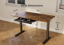 Rustic Brown 55 Inch Standing Desk with Storage Drawer, Electric Adjustable Height Computer Desk for Home Office, Gaming