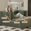 Claiks 62" Chaise Lounge Chair Indoor,Oversized Chaise Lounge for Living Room, Upholstered Boneless Chair Bed with Ottoman, Armrest and Pillows, Lounge Chair Indoor Cloud Couch, Green