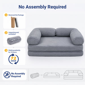 Claiks 3-in-1 Folding Double Sofa Bed 150cm Corduroy Foam | 25D high-density foam, removable washable cover, wide armrests, no assembly, ideal for small spaces and guests