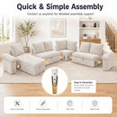Claiks 118" Sectional Sleeper Sofa with Pull Out Bed U Shaped 7 Seat Sectional Couches for Living Room with Hidden Storage Skin Friendly Breathable Corduroy Fabric Sofa Bed for Apartment Office, Green