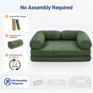 Claiks 3-in-1 Folding Double Sofa Bed 150cm Corduroy Foam | 25D high-density foam, removable washable cover, wide armrests, no assembly, ideal for small spaces and guests