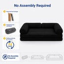 Claiks 75" Convertible Sofa Bed, Corduroy Futon Couch Pull Out Bed, No Assembly Boneless Couches for Living Room Bedroom Apartment, Black