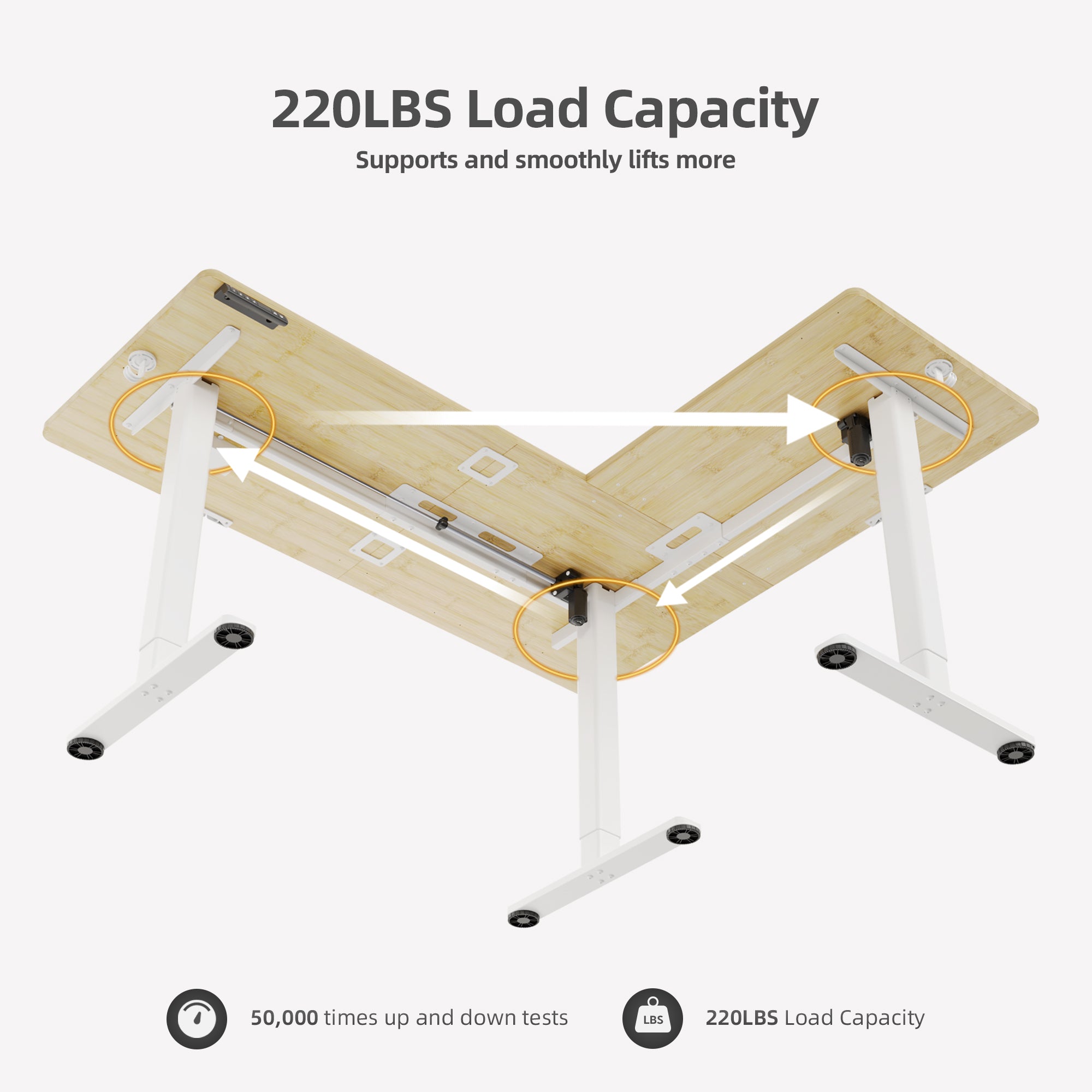 Bamboo 63-Inch L Shaped Corner Height Adjustable Standing Desk-E3-ZM